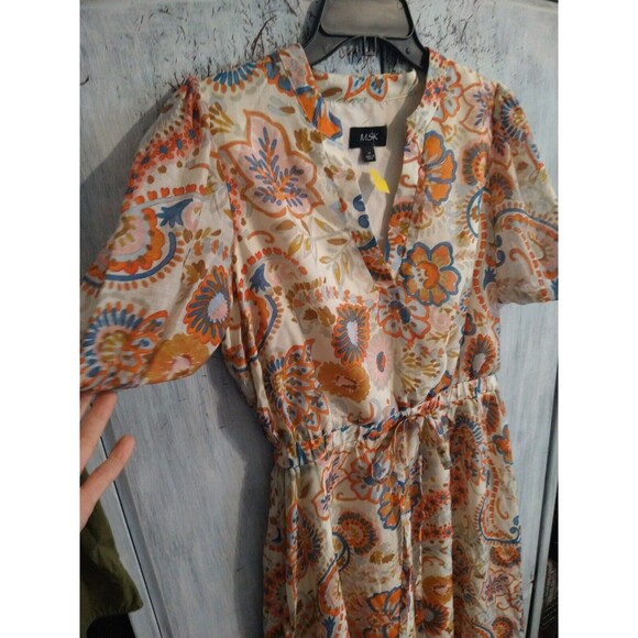 Msk Maxi Puff Sleeve Dress Medium Boho Cottagecore Feminine - Picture 3 of 8